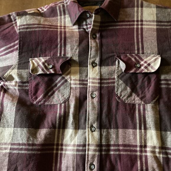 St John Bay Men’s Lined Work Shirt Burgundy Size Large - Picture 4 of 7